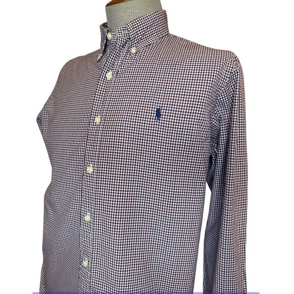 Ralph Lauren Men’s Classic Fit Button Down Shirt Sz. L Red/White/Blue Plaid - Picture 8 of 13